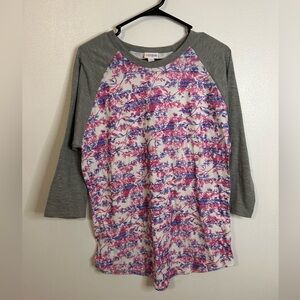 LuLaRoe Floral 3/4 Sleeve Top